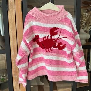 Lobster roll neck sweater mock intarsia knit chunky toddler girl claver cotton